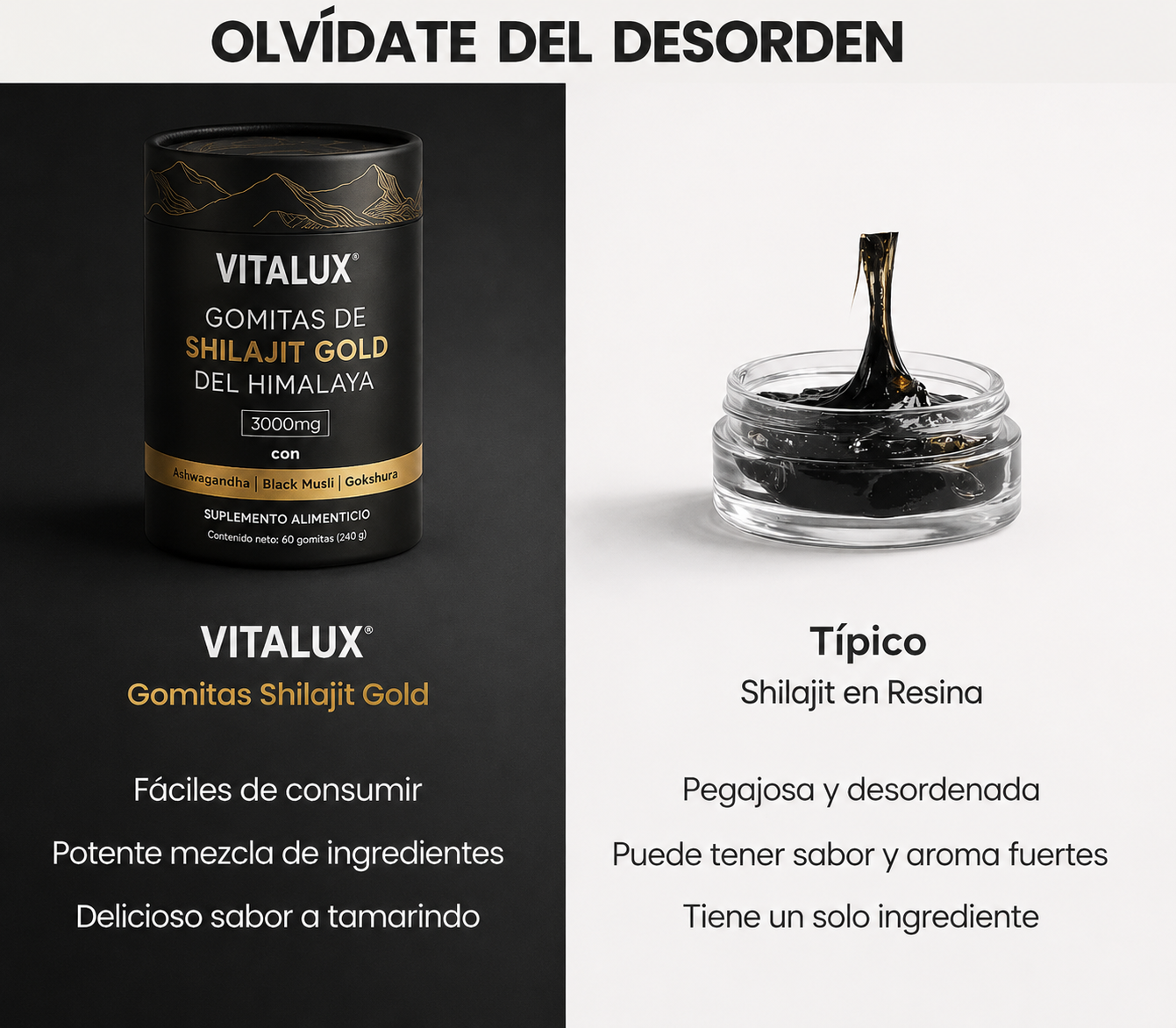 Vitalux Gold Gomitas de Shilajit puro del Himalaya